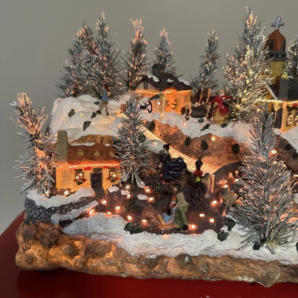 Puleo Fiber Optic Color Changing Christmas Village Lighted Decor 030018 With Box